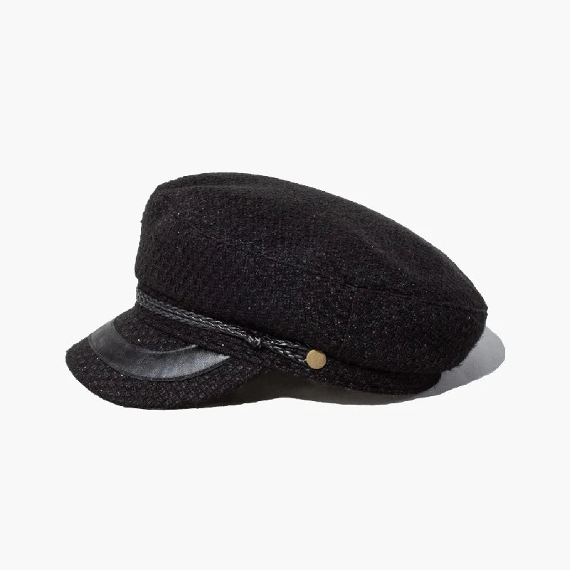 Spring Autumn Caps Women Tweed Newsboy Caps Flat leather Cap
