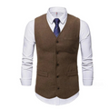 Men's Suit Vest V Neck Wool Business Casual Gentleman Groom Best Man Vests Party Coat Sleeveless Jacket