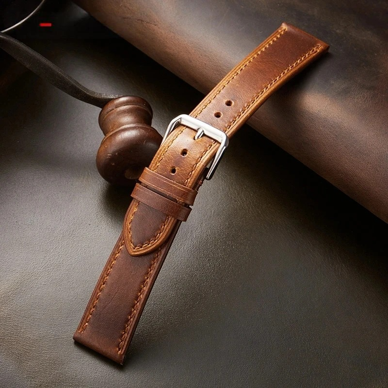 Retro Genuine Leather Strap Discoloration Leather Watchband 18/19/20/21/22mm  Watch Band