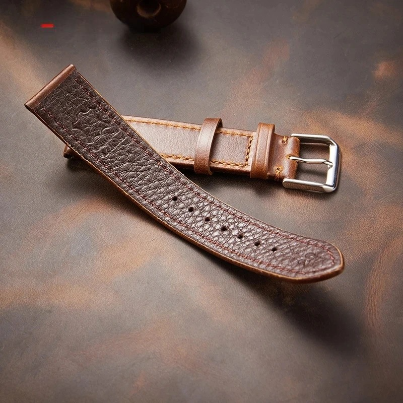 Retro Genuine Leather Strap Discoloration Leather Watchband 18/19/20/21/22mm  Watch Band