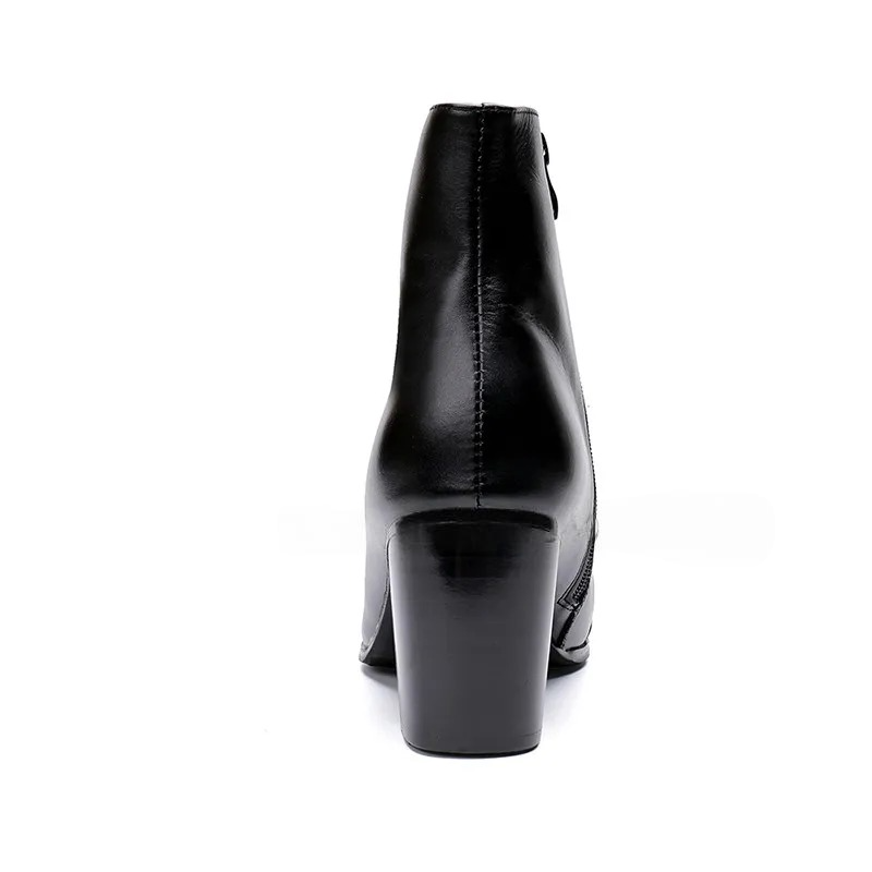 Ankle Boots Zipper Men Boots Pointed Toe Casual MensHigh Heel Boots