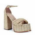 Woven Platform Buckle Strap Sandals Open Toe Rome High Heels Vacation Beach Casual Shoes