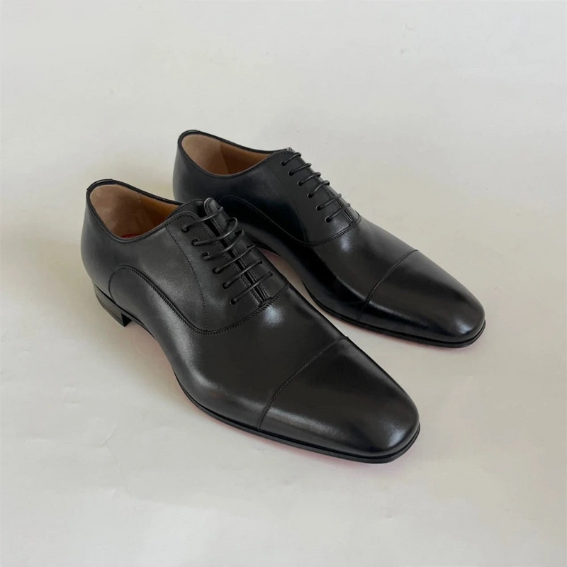 Leather Oxford Shoes Almond Toe Dress Shoes for Men Handmade Sewing Custom Leather Shoes Men's Footwear