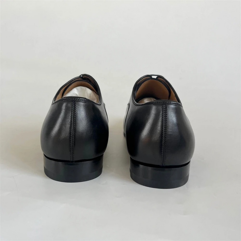 Leather Oxford Shoes Almond Toe Dress Shoes for Men Handmade Sewing Custom Leather Shoes Men's Footwear