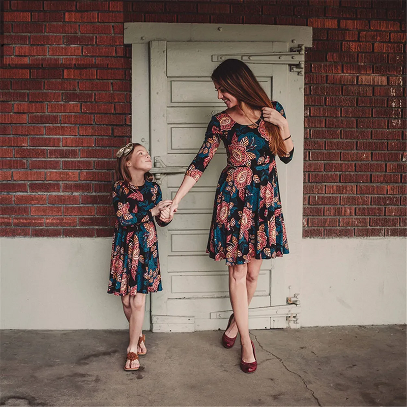 Mother And Daughter Matching Dress Spring Floral Mini Matching Outfits Mom and daughter Clothes