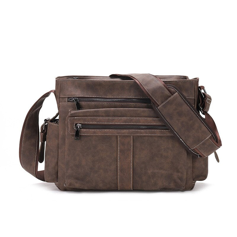 Men Leather Shoulder Bags Casual Vintage Crossbody Bag Large Capacity Travel Bags Messenger Bag Satchels