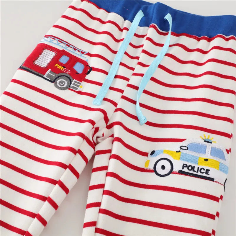 Autumn Spring Boys Sweatpants Drawstring Embroidery Sport Trousers Baby Pants Full Length