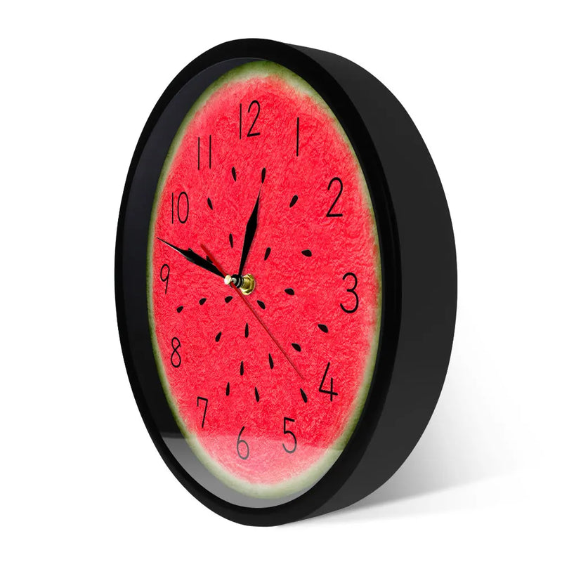 Summer Time Watermelon Modern Wall Clock Wall Art Decor Fruit Style Silent Quartz Round Wall Clock