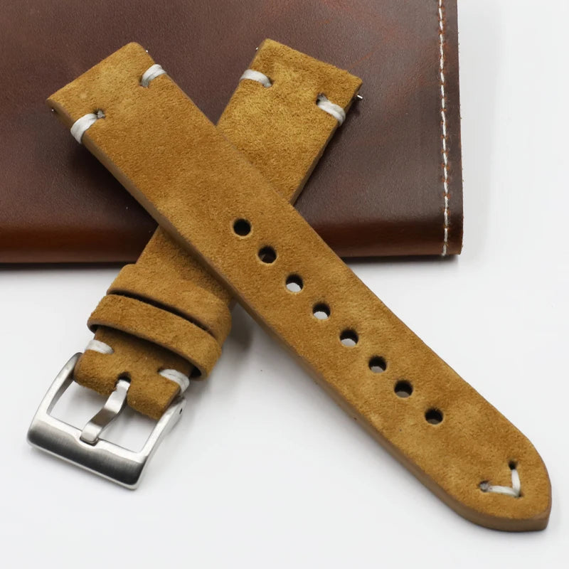 Soft Watch Band Watch Strap Tan Brown Gary Strap With Stainless Steel Buckle