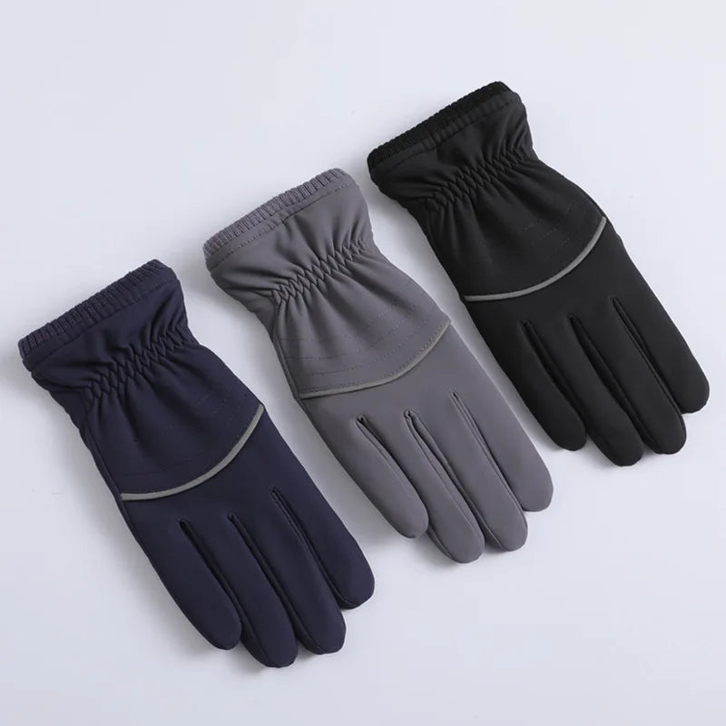 Winter Thermal Gloves Men Motorcycle Touchscreen Anti-Wind And Cold Thicken Plus Velvet Driving Reflective Gloves