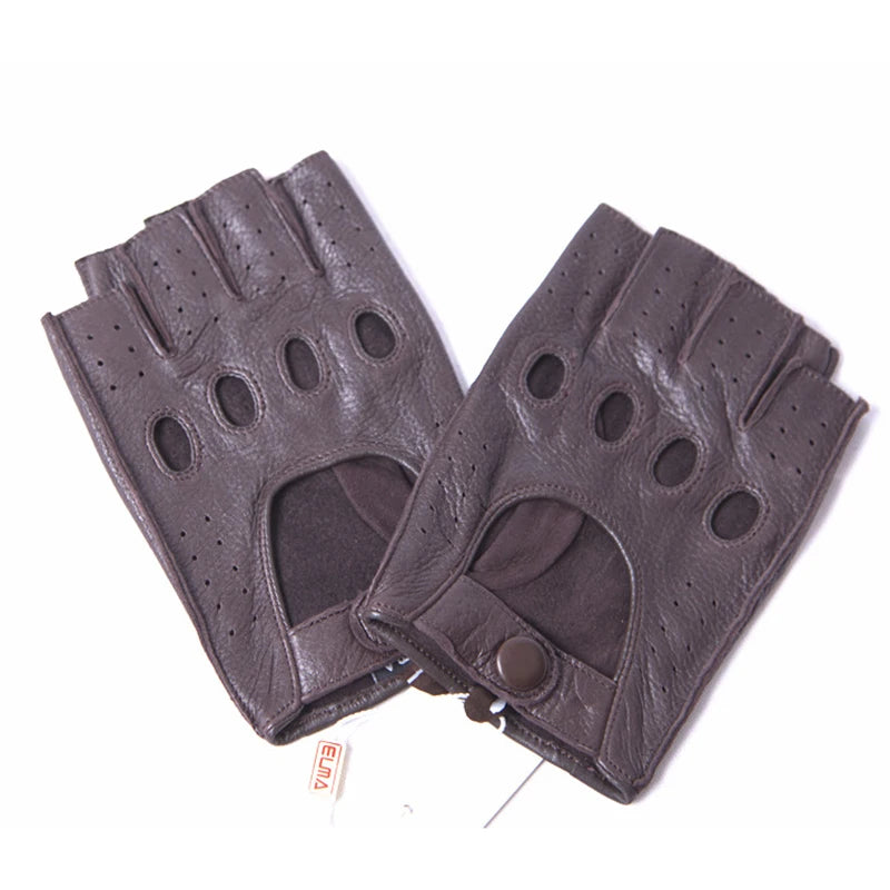 Gloves Male Locomotive Real Leather Gloves Men Semi-Finger