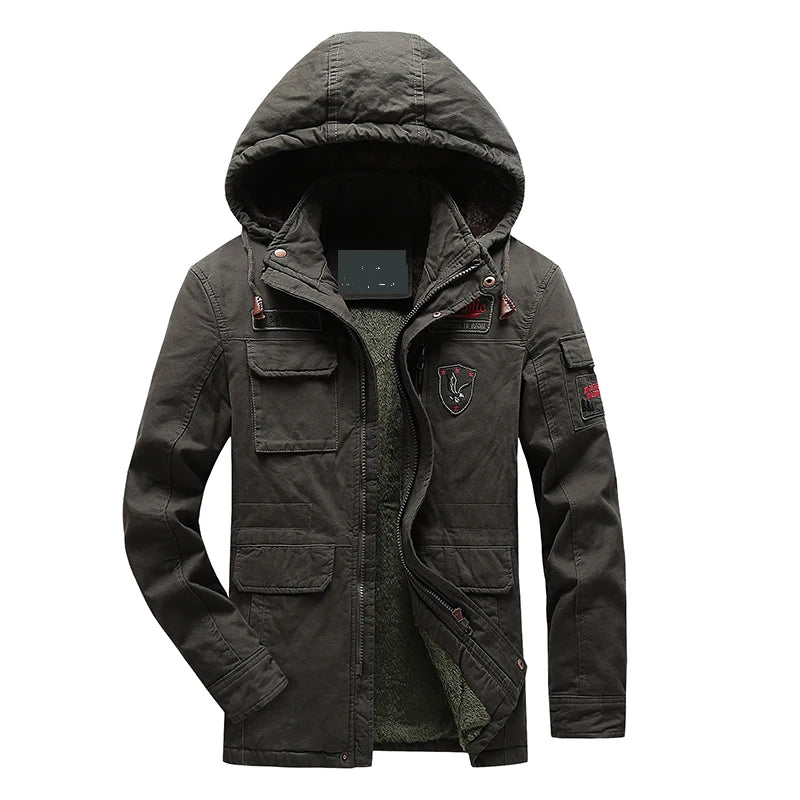 Men's washed cotton coat autumn and winter leisure long and long warm cotton coat men's jacket comfortable