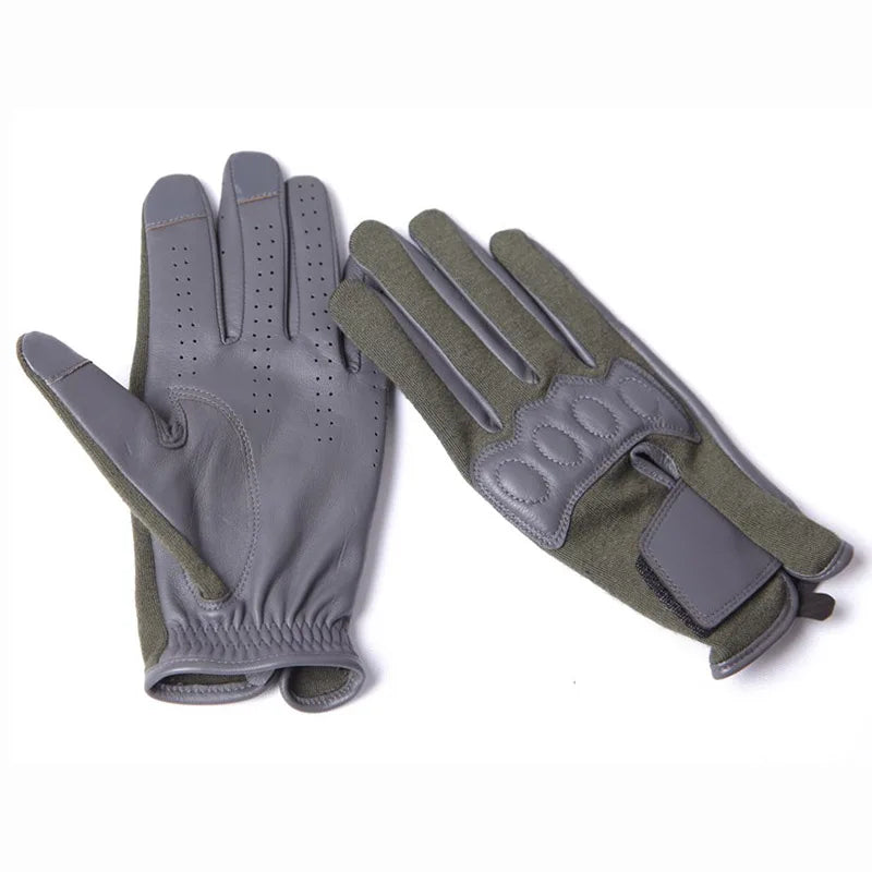 Leather Men Gloves Pilot Flame Retardant Cloth Genuine Leather Breathable Touchscreen Gloves Male