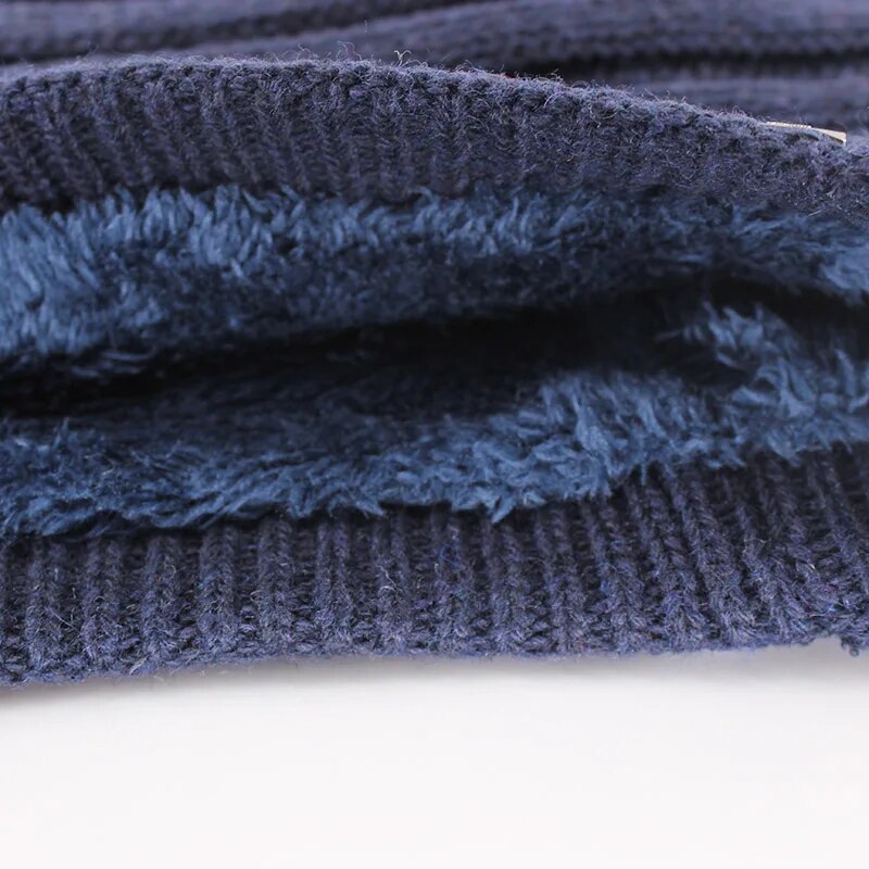 Winter Hat Men Solid Knitting Wool Beanies Winter Warm Comfortable Hat Outdoor Accessories Thick Bone