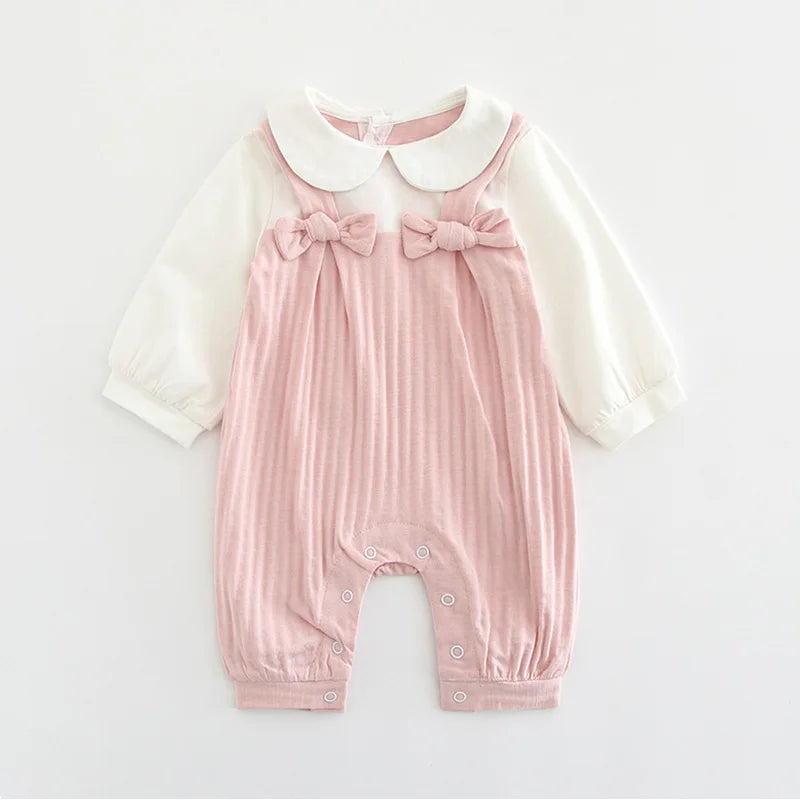 Toddler Girls Romper Peter Pan Collar Long Sleeve Jumpsuits Baby Clothes Infant Clothing Outfits with