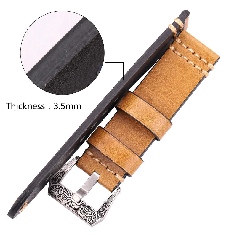 Handmade Watchband Genuine Leather Watch Band Strap Watch Accessories Retro Steel Buckle