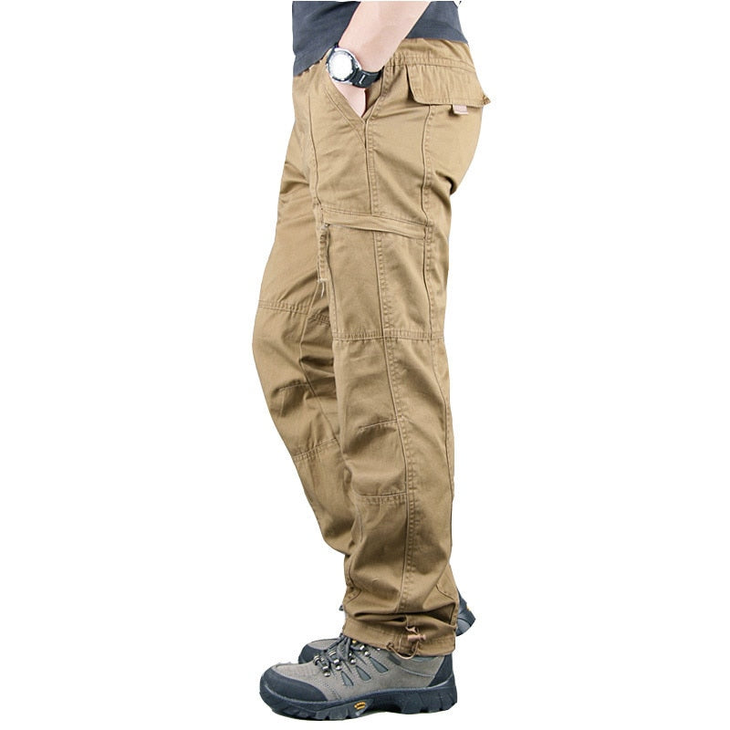 Cargo Pants Men Cotton Tactical Multi-Pocket Overalls Male Combat Loose Trousers Military Work Straight Joggers