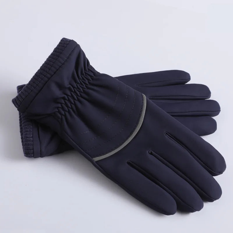 Winter Thermal Gloves Men Motorcycle Touchscreen Anti-Wind And Cold Thicken Plus Velvet Driving Reflective Gloves