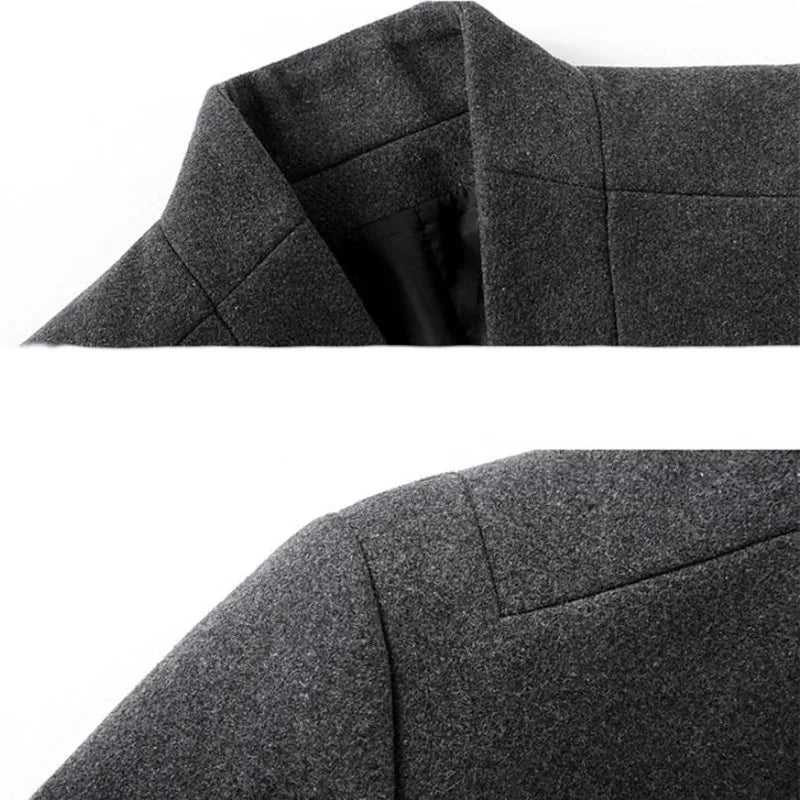 Autumn Winter Brand Men Wool Blends Coats Overcoat Luxury Business Casual Wool Coat