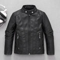 Autumn Winter Children's Leather Motorcycle Jackets Boys Girls Plus Velvet Leather Coats Kids Zipper Tops