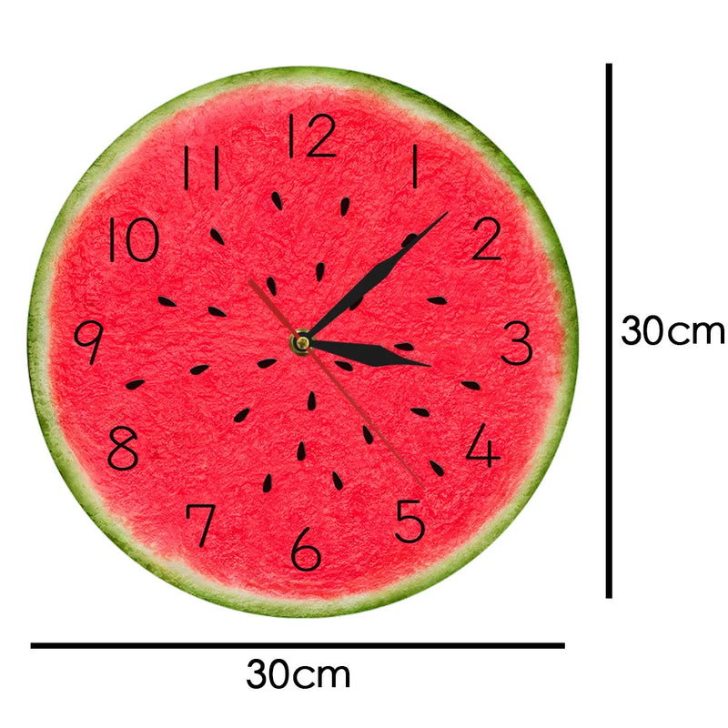 Summer Time Watermelon Modern Wall Clock Wall Art Decor Fruit Style Silent Quartz Round Wall Clock