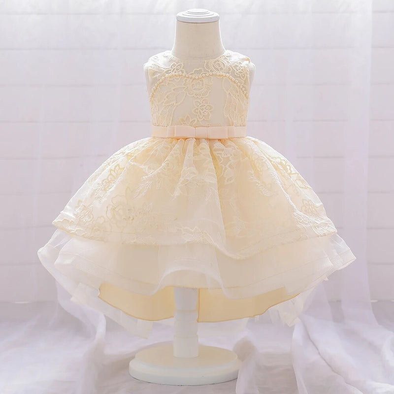 Infant Trailing Baptism Dress Baby Girl Birthday Princess Dress Embroidery Flower Baby Girl Dresses Party And Wedding