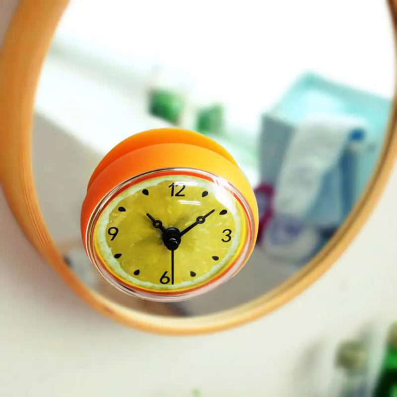 Bathroom Kitchen Waterproof Fruits Lemon Suction Cup Refrigerator Wall Clock