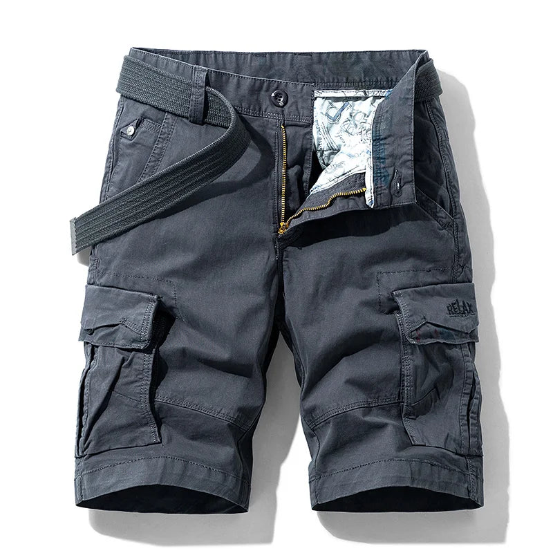 Cargo Shorts Men Spring Summer Breeches Cotton Bermuda Solid Denim Casual Multi-Pocket Pants Clothing Men’s Cargo Short