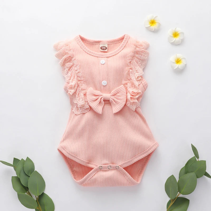 Baby Girls Clothes Summer Outfits 0-18M Bow Cotton Baby Romper Baby Clothes Jumpsuit For Infant Clothing