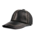 Autumn Genuine Leather Baseball Caps Men Casual Checkered Suture Single Dome Hat