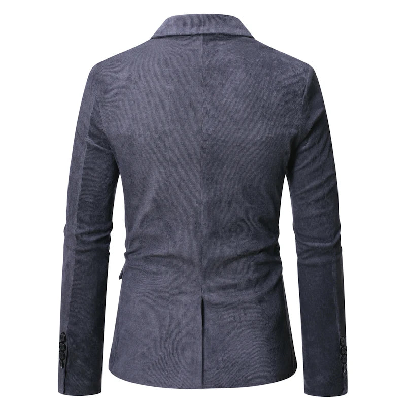 Men's Corduroy Casual Business Suit Coat Male Dress Blazers Jacket