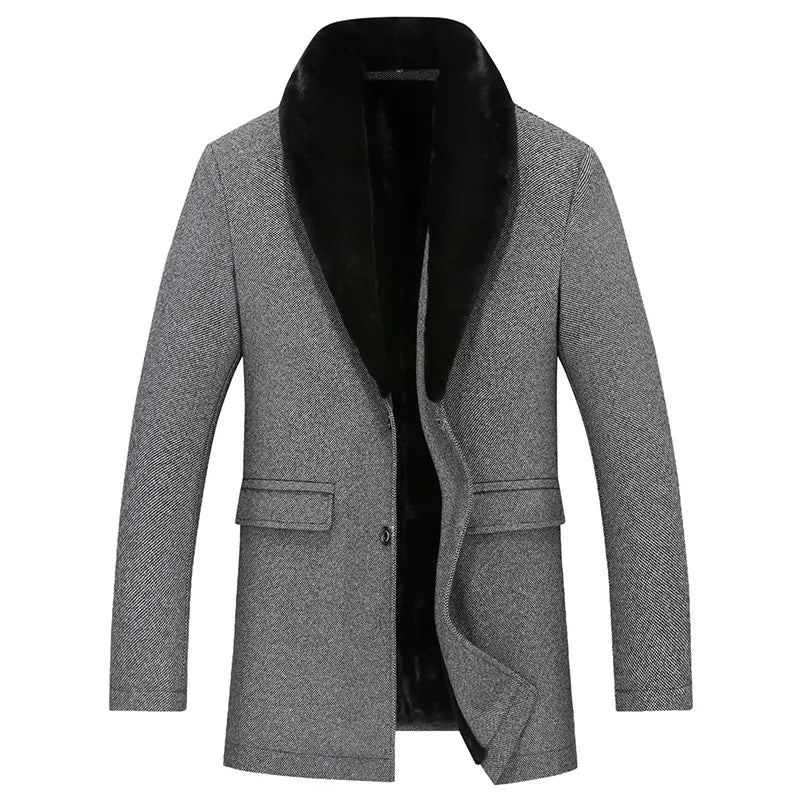 Men Woolen Coat Winter Long Coat Men Winter Jacket Autumn Men Wool Blend Overcoat Trench Coat