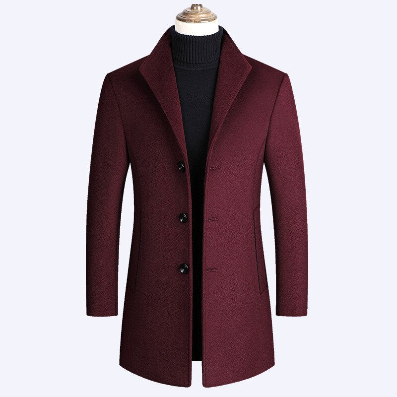 Men Wool Blends Coats Autumn Winter Solid Men Wool Jacket Smart Casual Male Turn Down Collar Coats Clothing