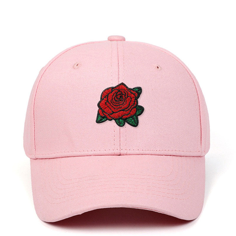 Embroidery Rose Flower Adjustable Baseball Caps Men Women Snapback Hats Casual Visor Sun Hats Street