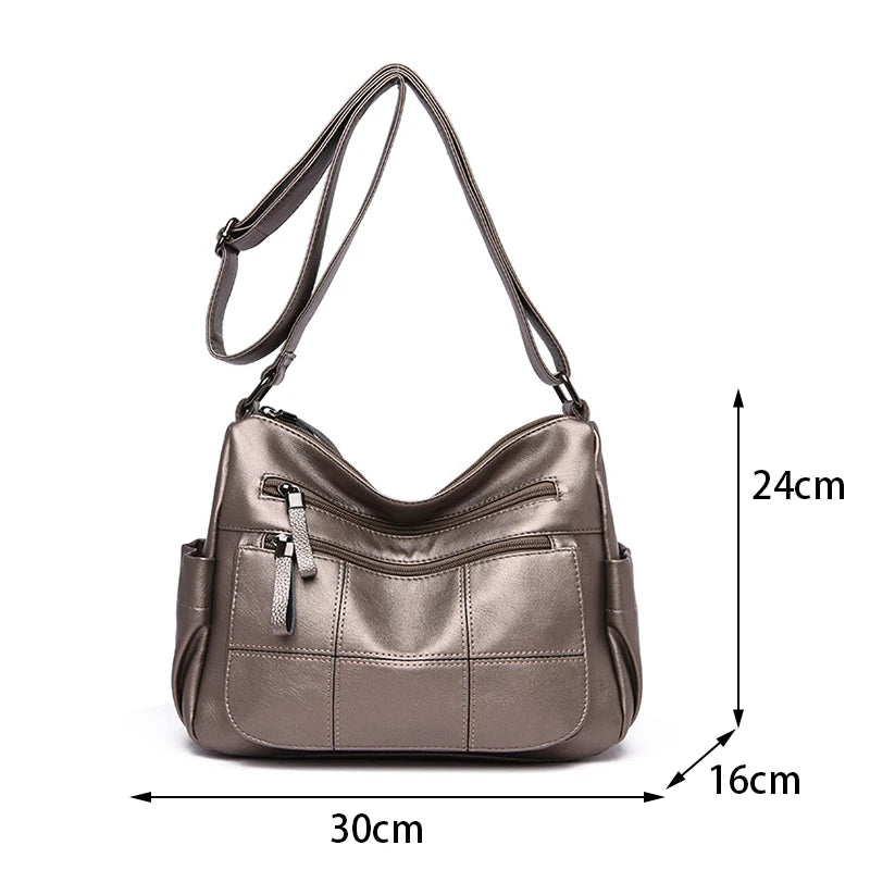 Women Messenger Bag Leather Shoulder Bag Casual Square Mom Bag Female Crossbody Bags