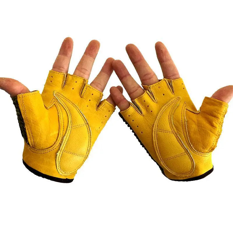 Semi-Finger Gloves Male Leather Knitted Fingerless Half Fingers Breathable Female Gloves Unisex