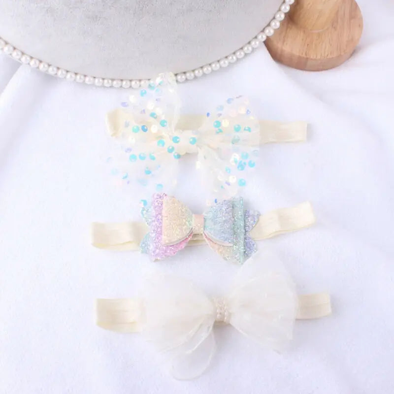 3pcs/Set Baby Kids Girls Bowknot Headband Toddler Elastic Hair Band Headwear Bow