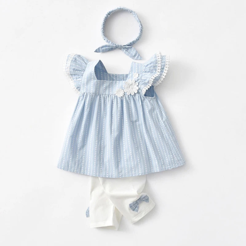 Newborn Baby Clothing Sets Summer Toddler Baby Dresses Shorts with Headband Girls