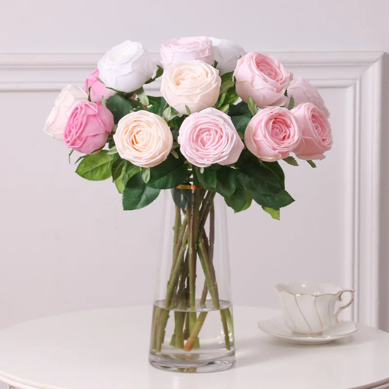 Simulation Hand Feeling Moisturizing Latex Rose Flower Decor Home Wedding Roses Real Touch Flowers Bridal Bouquet