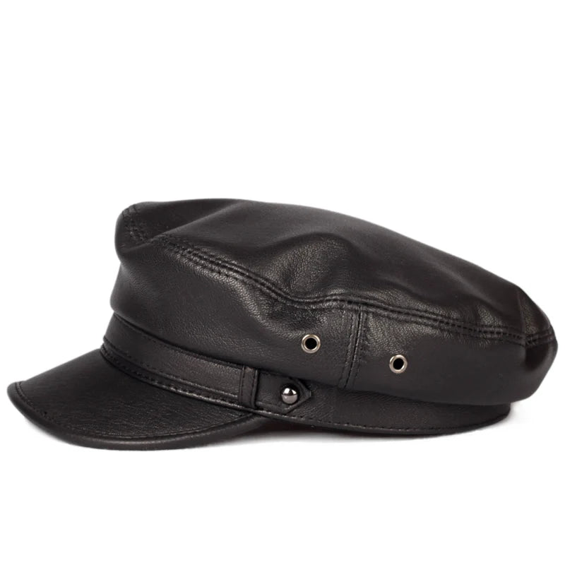 Leather hat  Students Navy Caps Flat