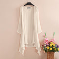 Women's Summer Blouse Cover Up Elegant Solid Cardigans Casual Long Sleeve Irregular Tops Beach