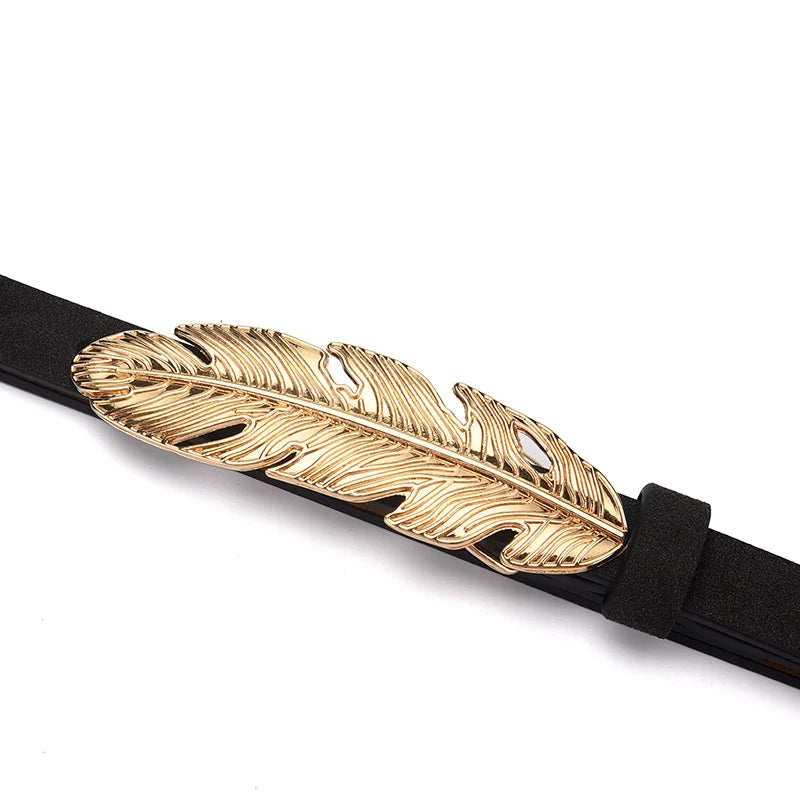 Dress Belt Female Gold Leaf Long Buckle Luxury Waist Trousers Belts Designers