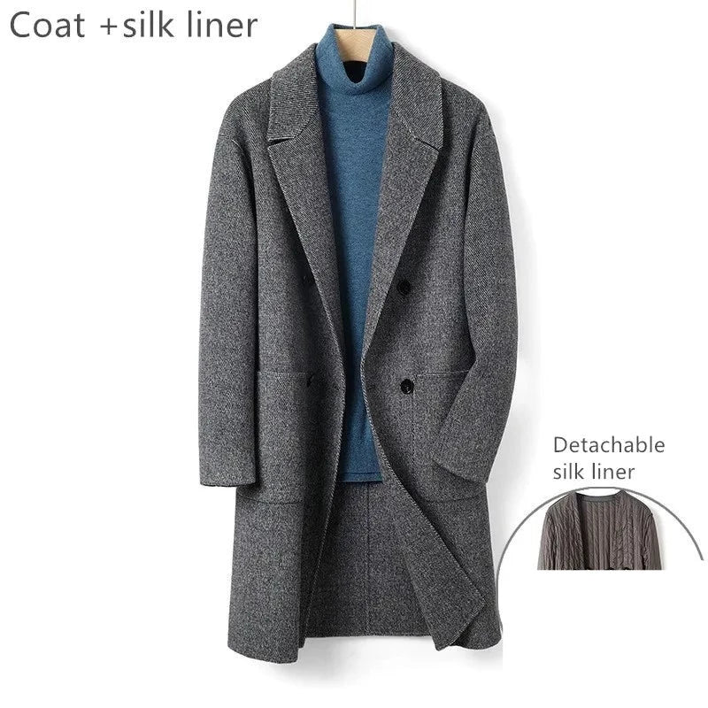 Wool winter thicken Men coat liner woolen Boy long Overcoat