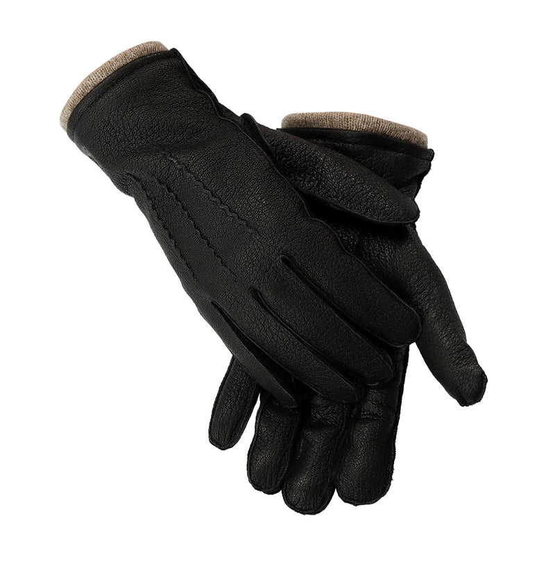 Men winter gloves deerskin warm outdoor wave pattern gloves wool lining