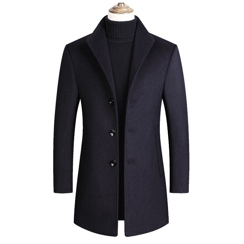 Men Wool Blends Coats Autumn Winter Solid Men Wool Jacket Smart Casual Male Turn Down Collar Coats Clothing