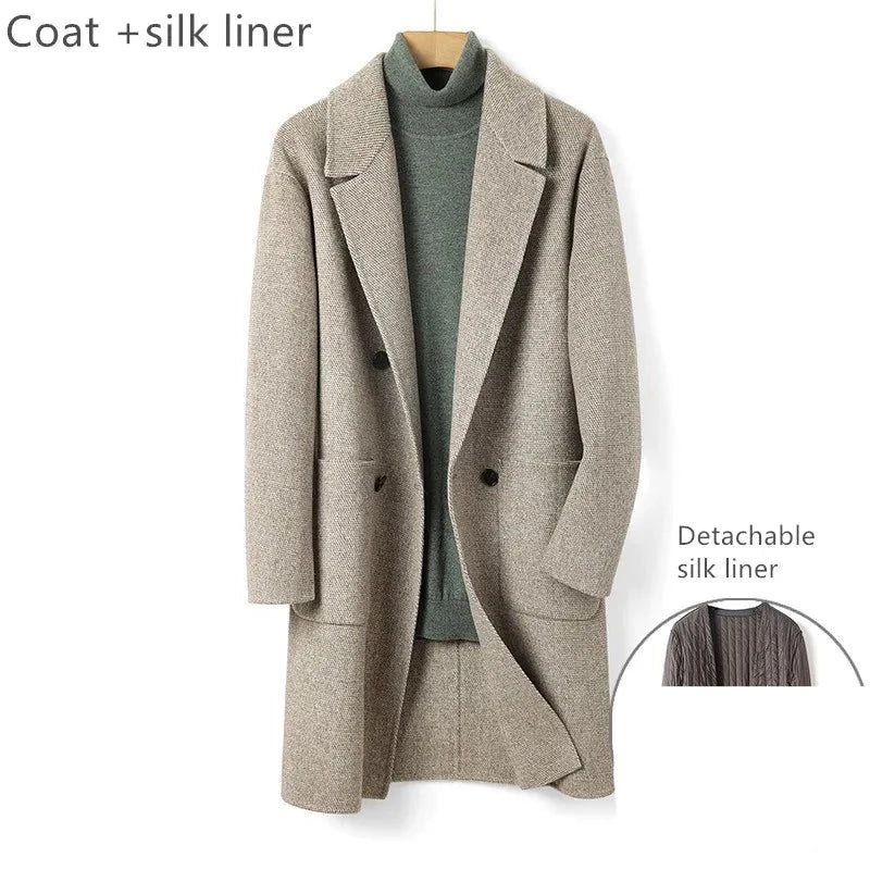 Wool winter thicken Men coat liner woolen Boy long Overcoat