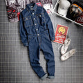 Safari Men Autumn One Piece Denim Overalls Casual Jeans Jumpsuit