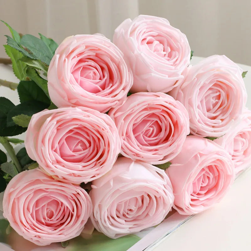 Simulation Hand Feeling Moisturizing Latex Rose Flower Decor Home Wedding Roses Real Touch Flowers Bridal Bouquet