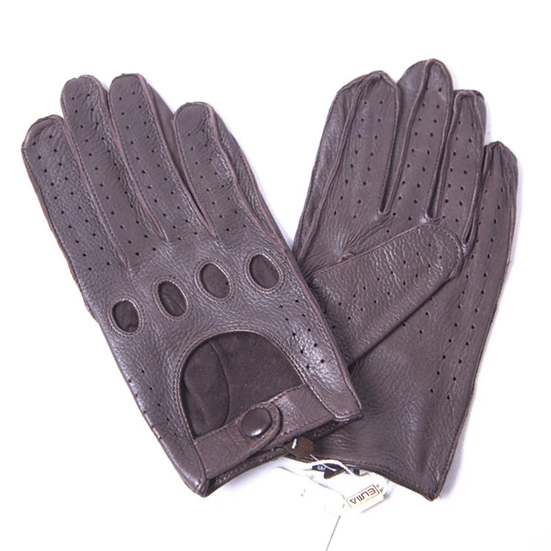 Gloves Male Real Leather Locomotive Driving Gloves Men Bent fingers Design More Comfortable