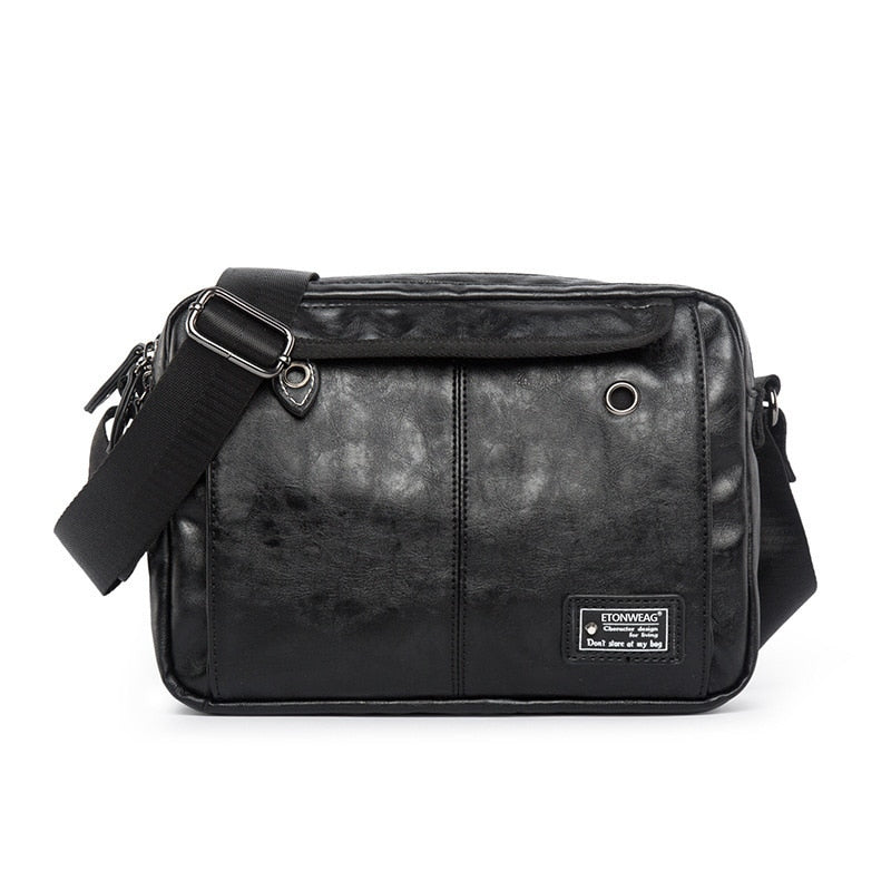Men Leather Messenger Bag Male Leather Crossbody Travel Bag Leisure Shoulder Bags Crossbody Shoulder Bag Black Handbag